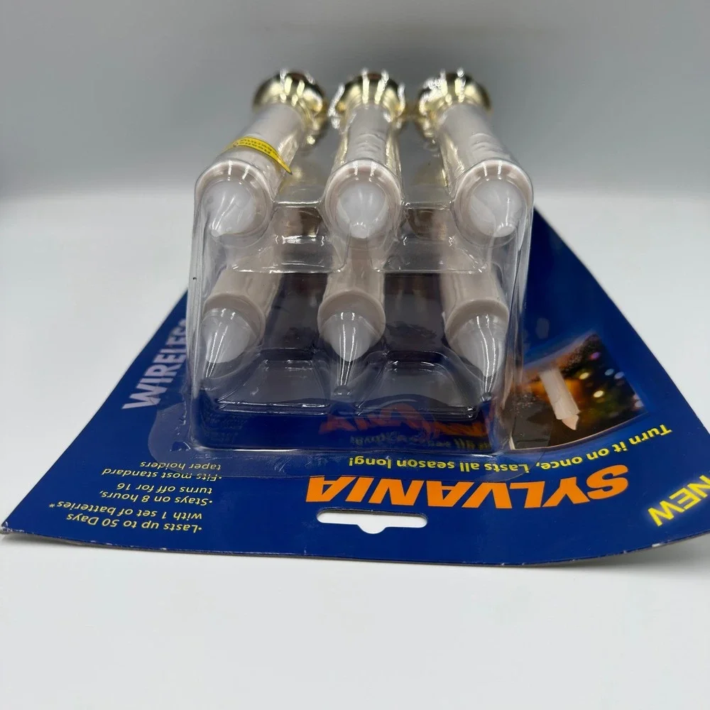 Sylvania LED Candle Wireless 6 Pack Flickering Flame Timer Gold Base Holiday NEW